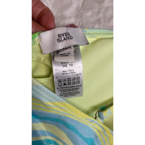 RIVER ISLAND Sun Shop Green Yellow Print Chain - Picture 4 of 8